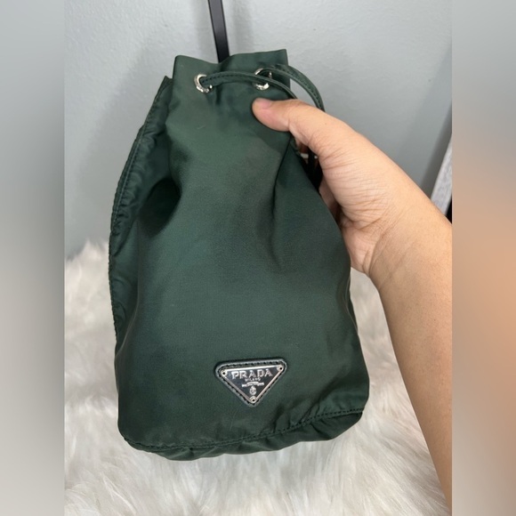 Prada NYLON DRAWSTRING BUCKET POUCH (green) - Picture 14 of 17